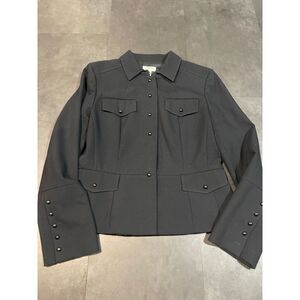 Ann Taylor LOFT Gray Military-Style Jacket with Decorative Buttons Size 12 B-222